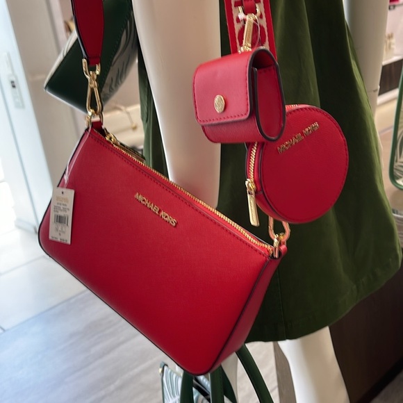 MICHAEL KORS JET SET TRAVEL SMALL SHOULDER CROSSBODY BAG WITH TECH ATTCH AIRPOD - Picture 11 of 16